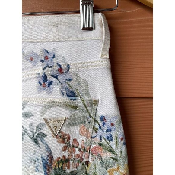 Guess Boot Mid Sexy Boot Floral Jeans Womens Sz 26 Embellishment Denim 26X32 - Picture 8 of 14